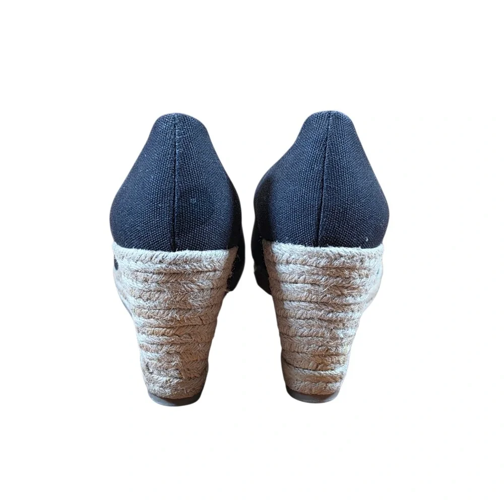 GH Bass‎ Kester Black Canvas Espadrille Wedge Pumps Womens 8.5M